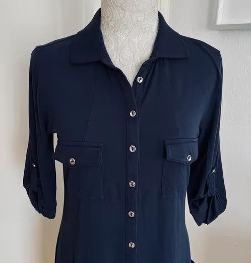 Riani blauwe doorknoop jurk maat 40, Maat 38/40 (M), Blauw, Ophalen of Verzenden, Zo goed als nieuw
