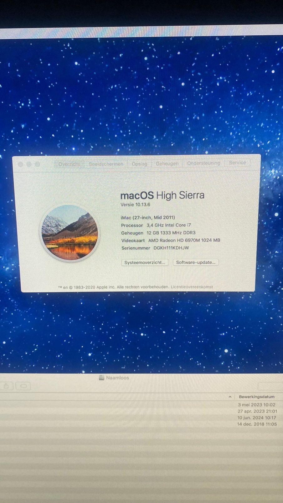 iMac 27” mid 2011 3,4 GHz Intel Core i7 12 GB RAM, Ophalen, Gebruikt, HDD, IMac