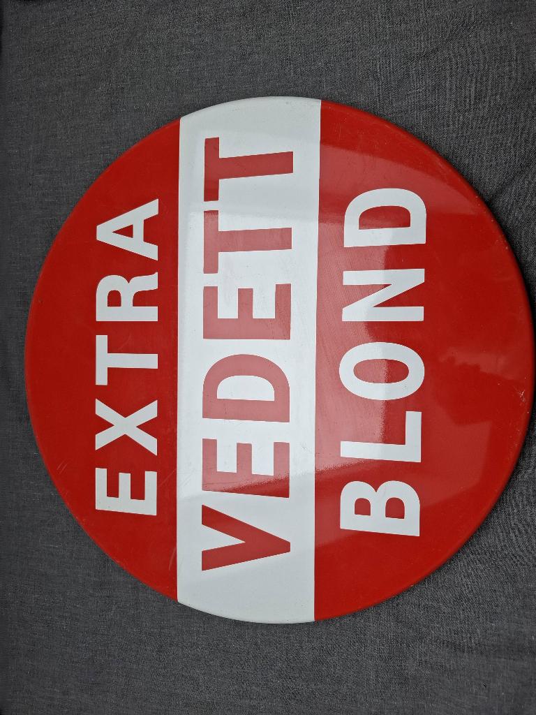 Emaille bord Vedett, Ophalen of Verzenden, Zo goed als nieuw, Reclamebord, Plaat of Schild, Overige merken