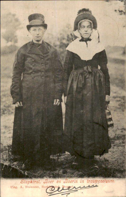 Staphorst - Boer en Boerin in trouwkostuum, Ophalen of Verzenden, Voor 1920, Gelopen, Overijssel