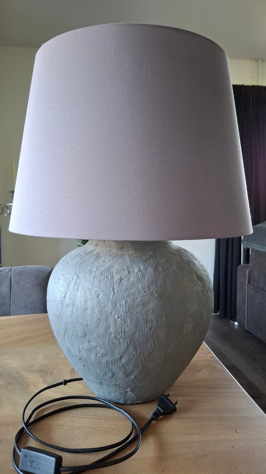 Grote kruiklamp met stoffen kap - 60cm hoog, Ophalen