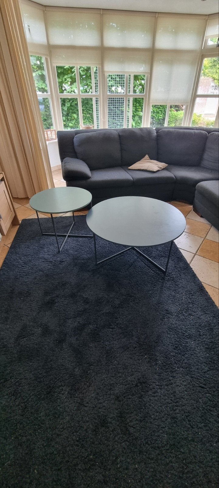 Set van 2 ronde salontafels - Groen/Zwart, Huis en Inrichting, Tafels | Salontafels, Ophalen of Verzenden