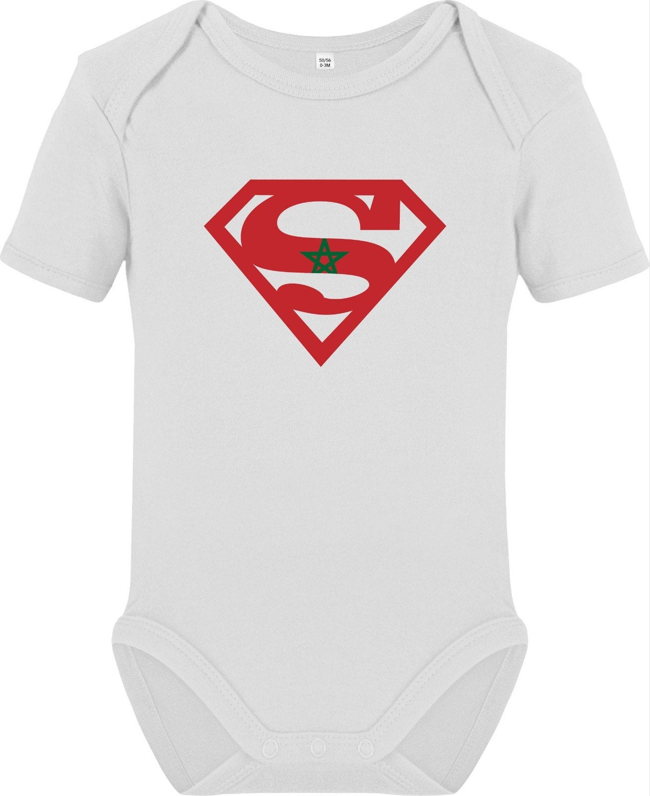 Baby romper met Marokkaanse vlag/ Super Marokkaan logo, Kinderen en Baby's, Ophalen of Verzenden, Nieuw, Onbekend, Jongetje of Meisje