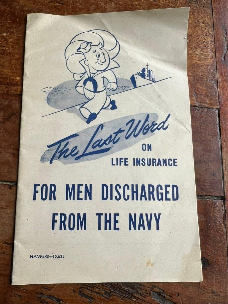 WO2 Amerikaans US Navy USMC Life Insurance voorschrift 1943, Verzamelen, Amerika, Verzenden, Marine, Boek of Tijdschrift