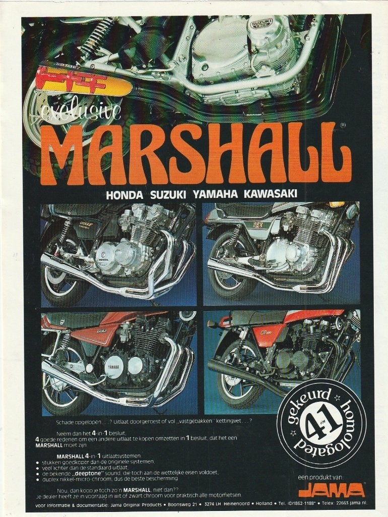 Retro reclame 1983 Jama Heinenoord Marshall uitlaten, Verzenden, Overige typen