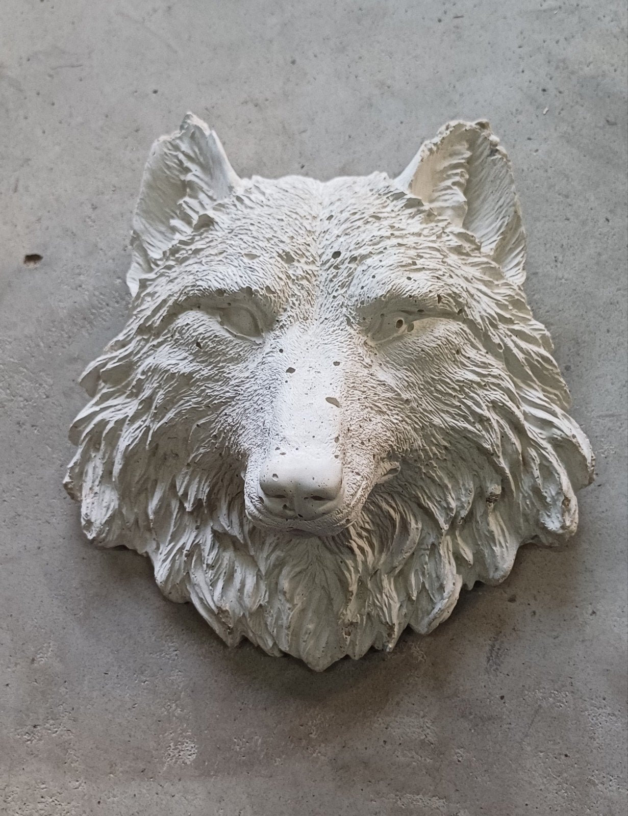 Betonnen Wolf Hoofd Muurdecoratie - Uniek en Stoer, Nieuw, Ophalen of Verzenden, Grijs, Steen/keramiek