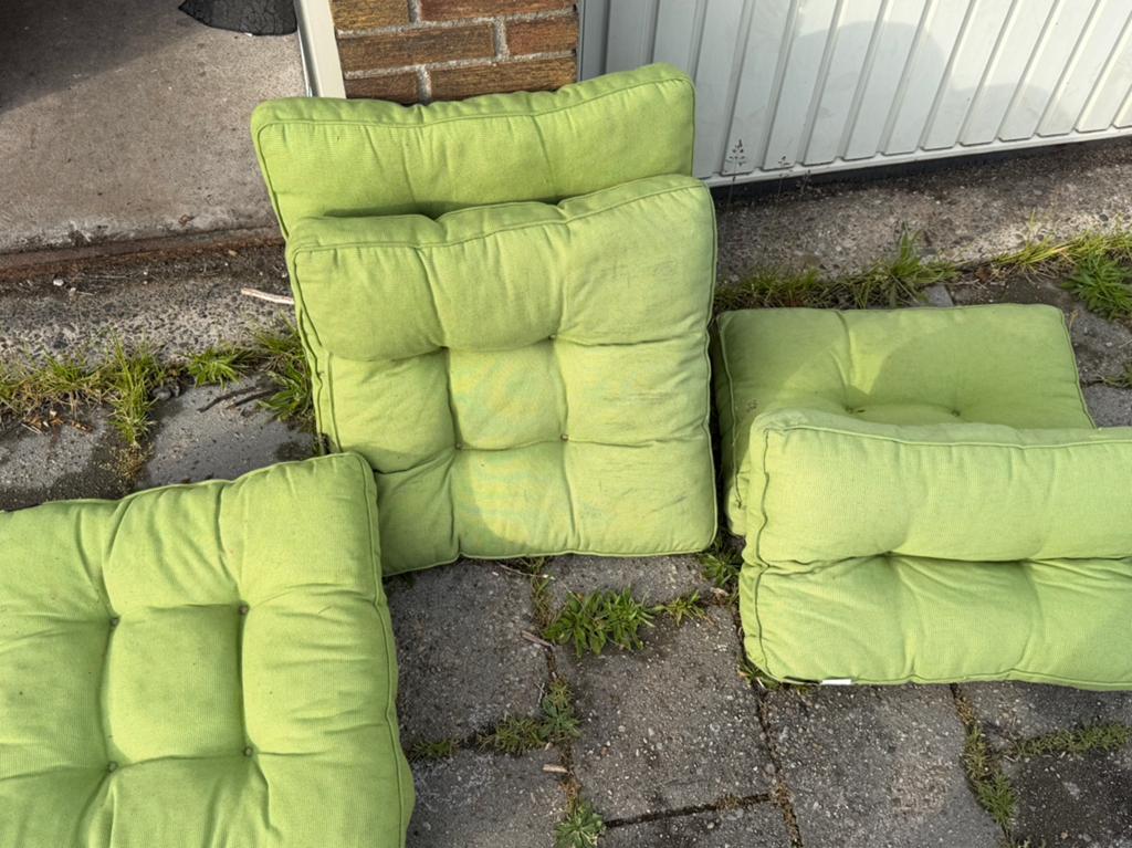 Madison groene tuinkussens, Ophalen, Gebruikt