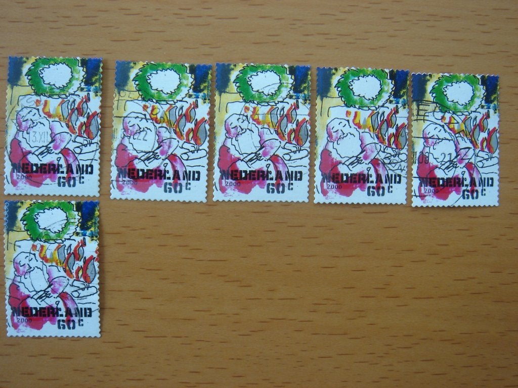 Decemberzegels 2000 - 6x  NVPH 1942 Gestempeld, Ophalen of Verzenden, Na 1940, Gestempeld