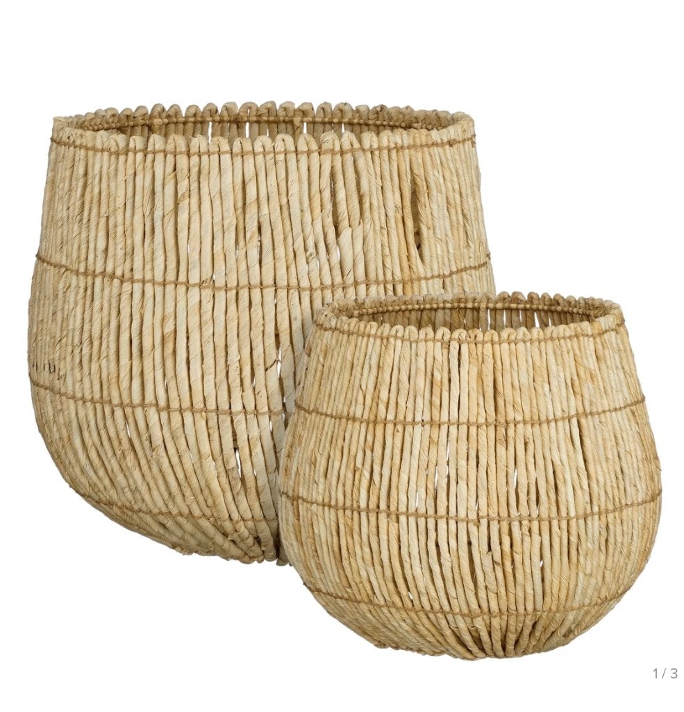 Gave rieten plantenpot XL H40xD44CM, Gevlochten, Mand, Rond, Nieuw