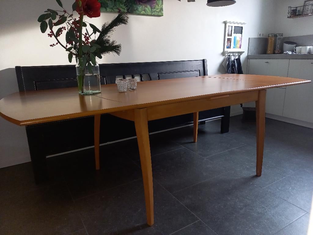 Vintage eettafel jaren '60, Huis en Inrichting, Tafels | Eettafels, Zo goed als nieuw, 50 tot 100 cm, 200 cm of meer, Vijf personen of meer