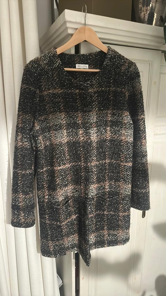 Belluna Geruite jas - Zwart/Bruin/Beige, Ophalen of Verzenden, Zo goed als nieuw, Maat 38/40 (M), Zwart