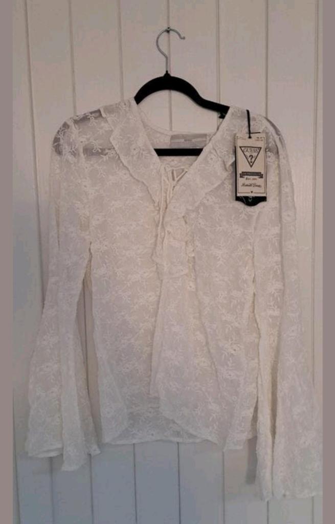Nieuwe Guess Blouse - Wit Kant - Maat XL, Guess, -, Wit, -