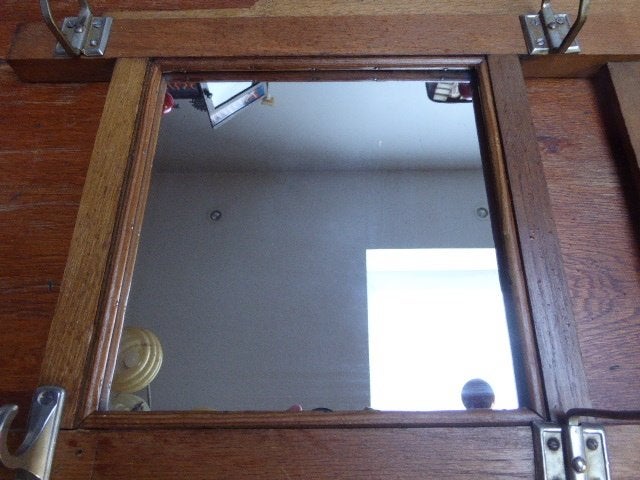 Antieke houten kapstok met spiegel, Ophalen of Verzenden