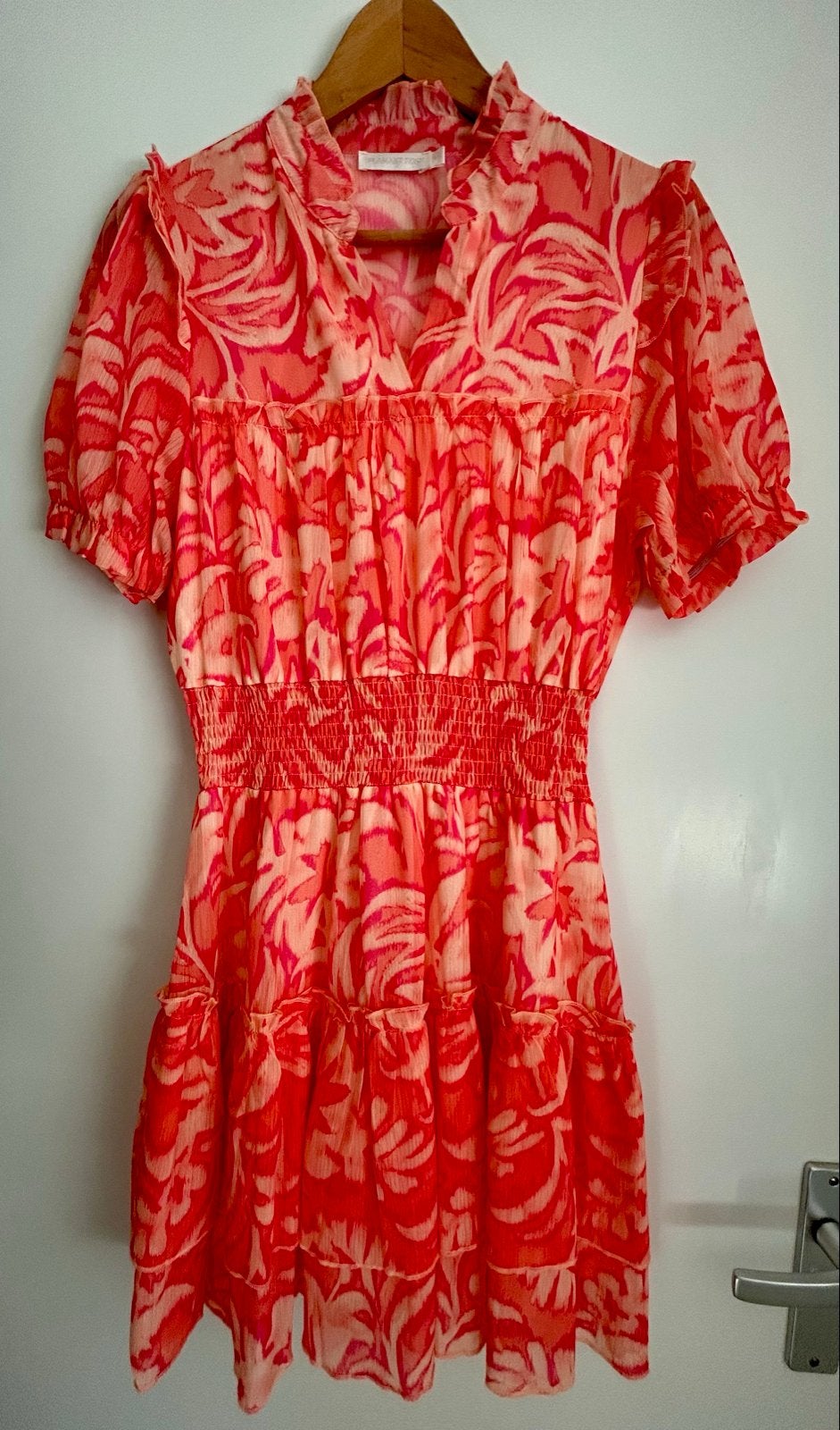 Flamant Rose zomerjurk met bloemenprint, Kleding | Dames, Jurken, Ophalen of Verzenden, Zo goed als nieuw, Roze, Maat 36 (S)
