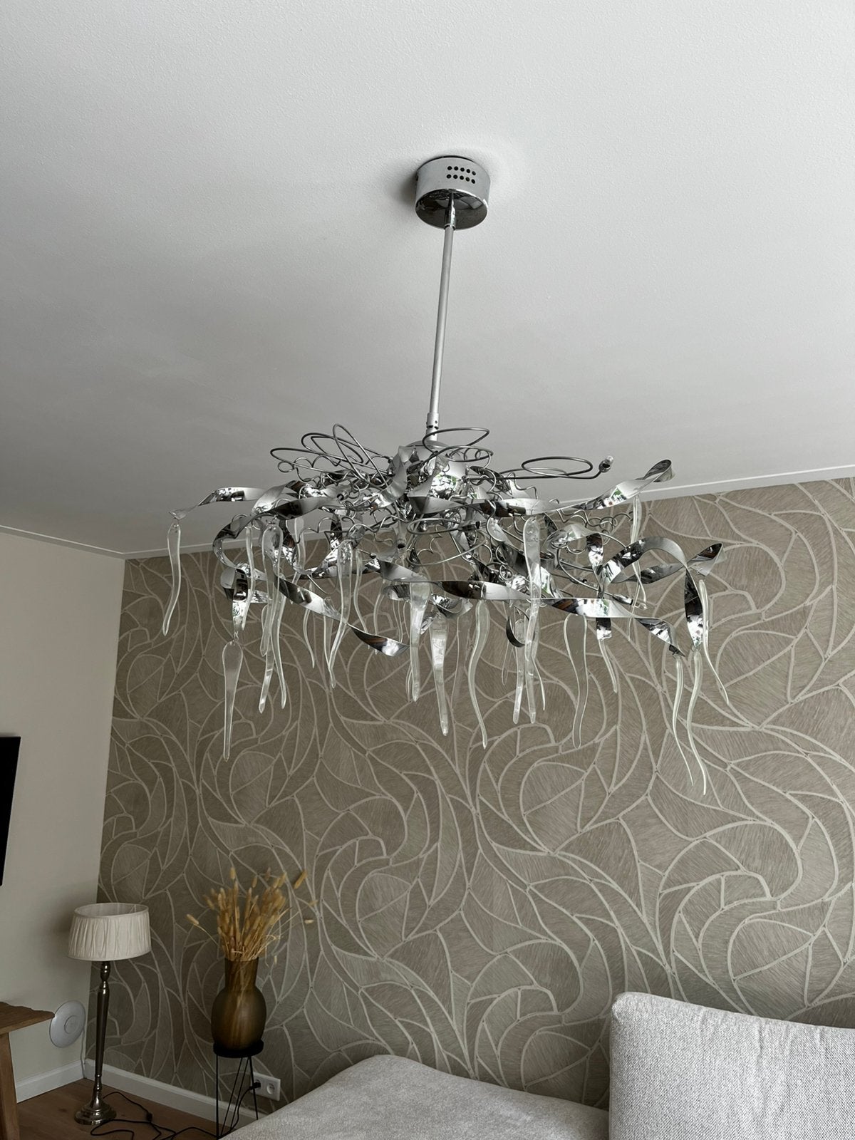 Prachtige eye catcher. Zilverkleurig met glazen pegels, Ophalen of Verzenden, Zo goed als nieuw