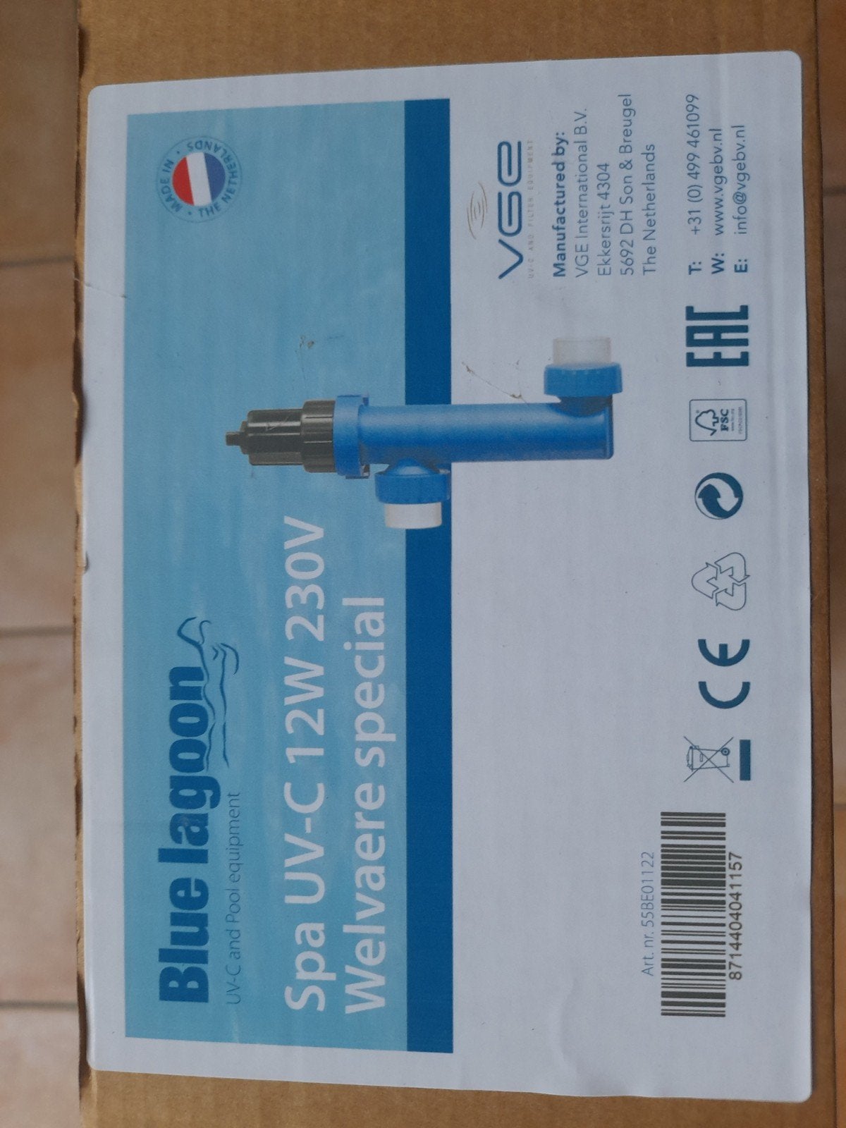 Blue Lagoon Spa UV-C 12W 230V Welvaere special, Verzenden