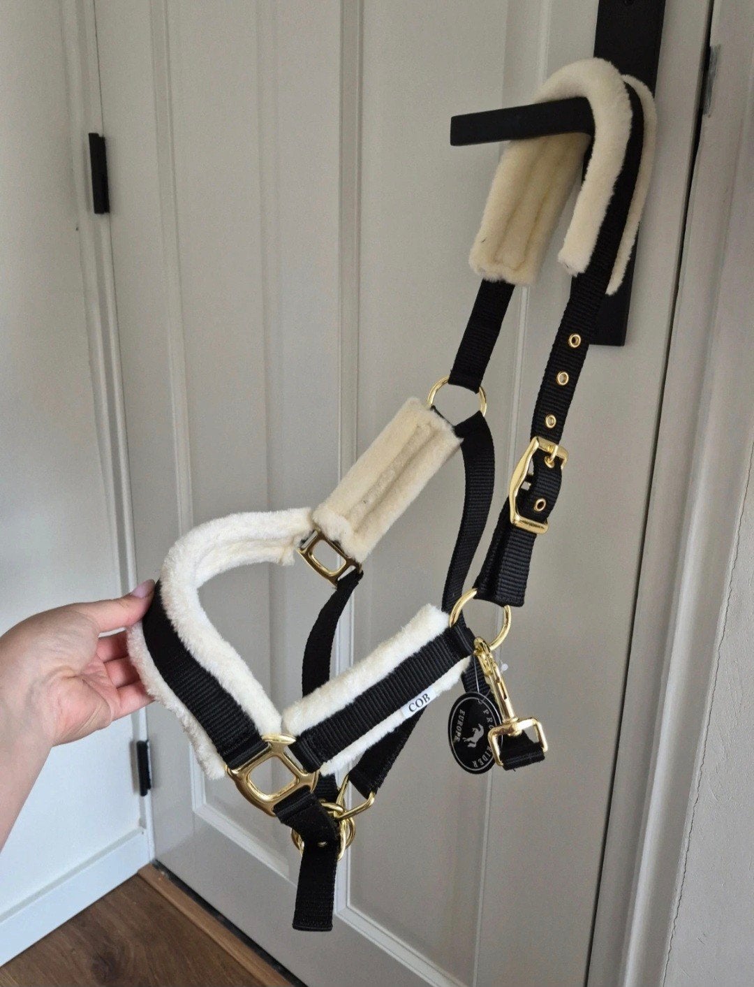 Profi-rider luxe halster bont onderlegd zwart maat COB, Nieuw, Ophalen of Verzenden, Halster, Cob