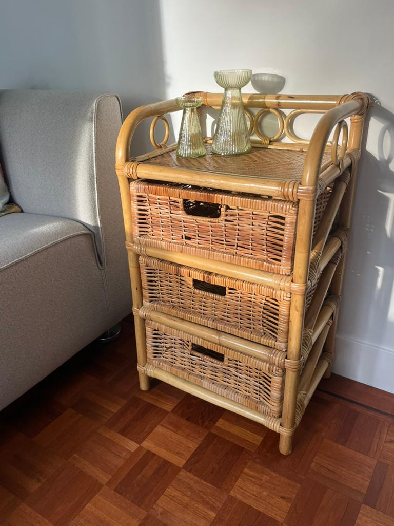 Rotan kastje, Huis en Inrichting, Kasten | Ladekasten, Ophalen, 1 of 2 laden, 50 tot 100 cm, Zo goed als nieuw
