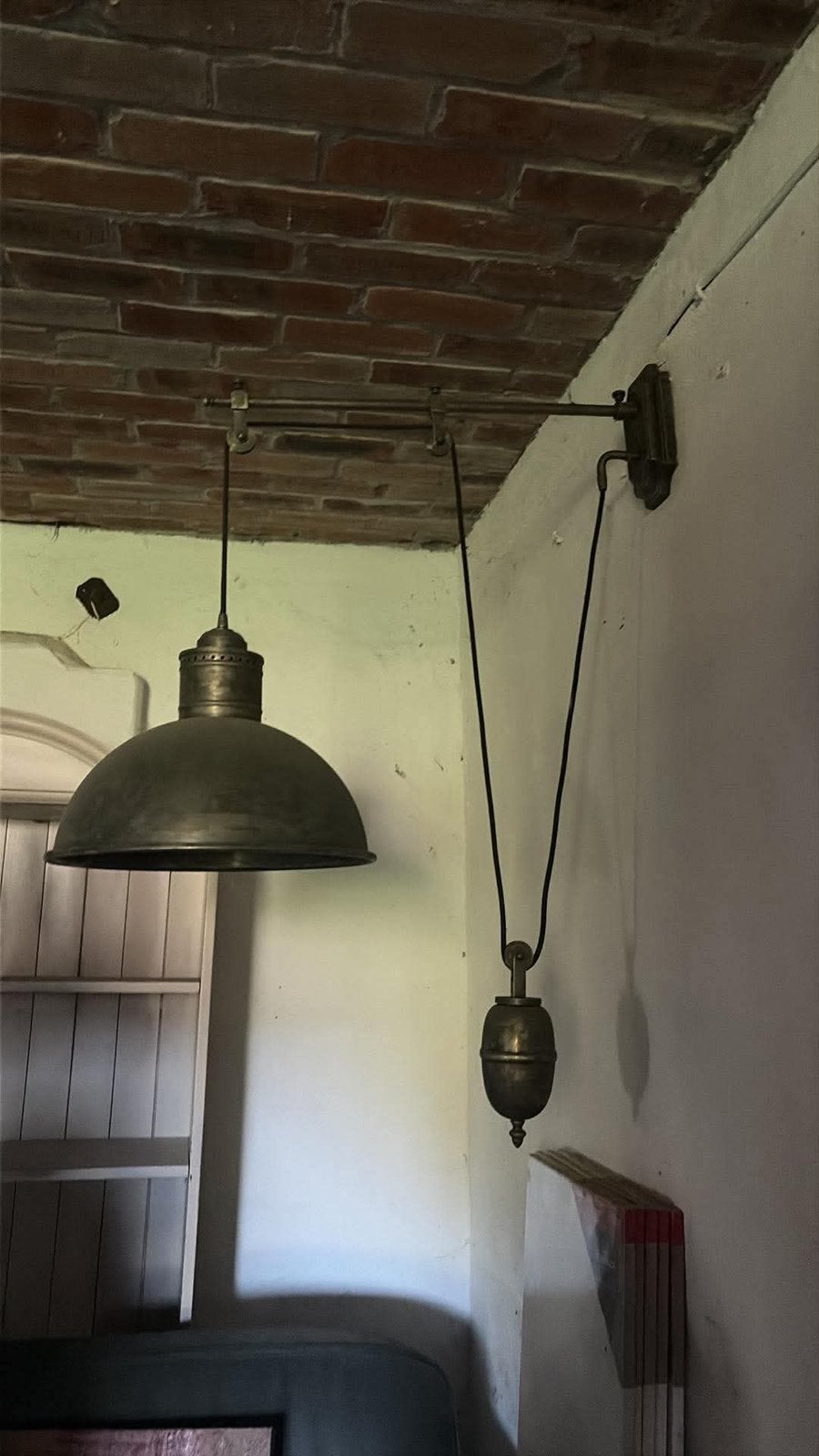 vintage wandlamp met een uitschuifbare arm enkatrolsysteem, Huis en Inrichting, Ophalen, Gebruikt