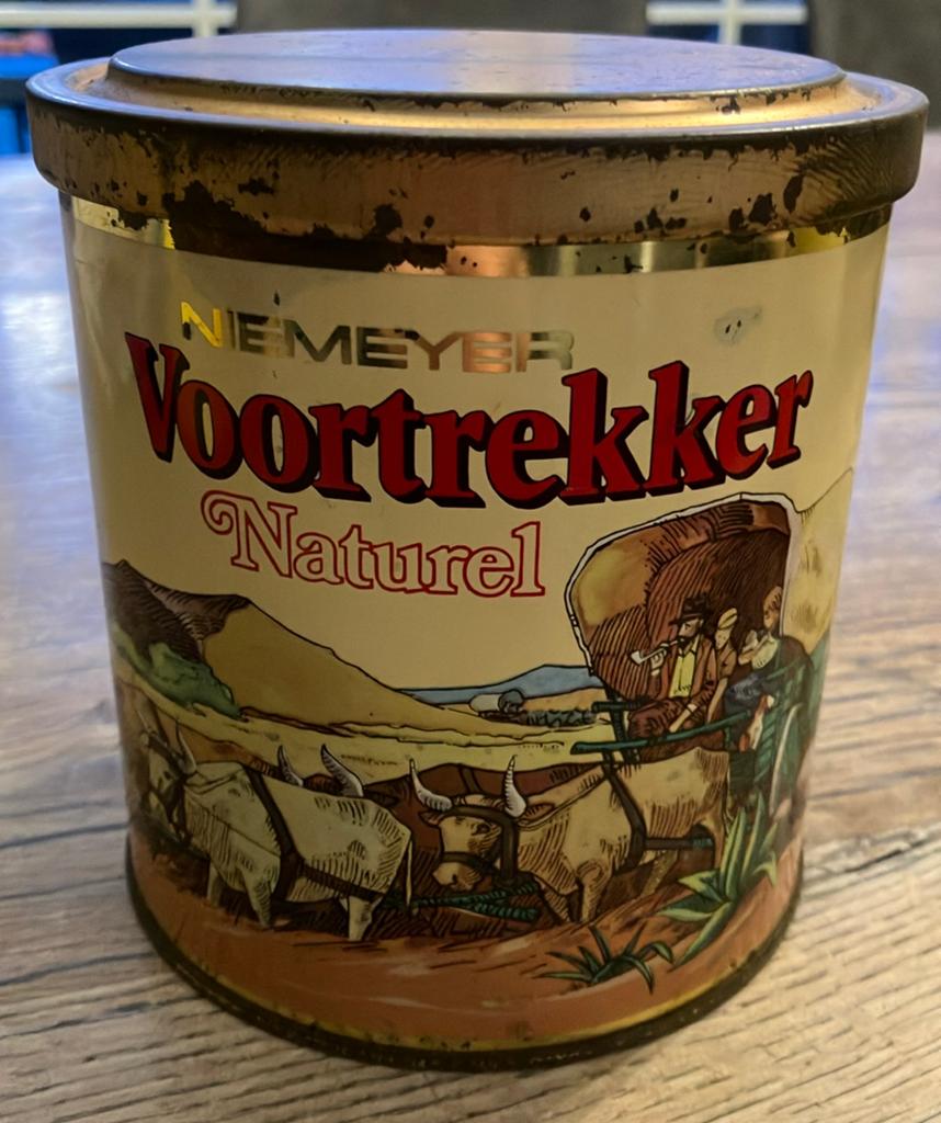 Oud leeg blik Niemeyer Voortrekker 200 gram, Ophalen of Verzenden, Gebruikt, Tabaksdoos of Verpakking