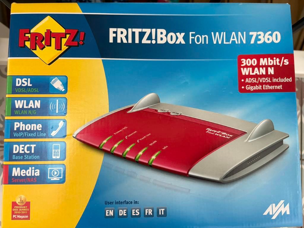 Fritz!box WLAN 7360, Computers en Software, Routers en Modems, Ophalen of Verzenden, Zo goed als nieuw, Router met modem