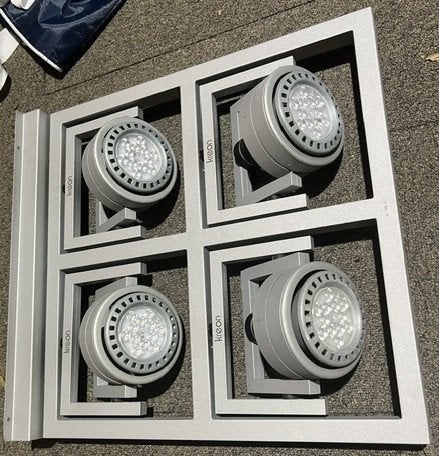 7 x Kreon design plafondlamp (45x45 cm) – 4x LED spots, Huis en Inrichting, Ophalen, LED, Plafondspot, Zo goed als nieuw