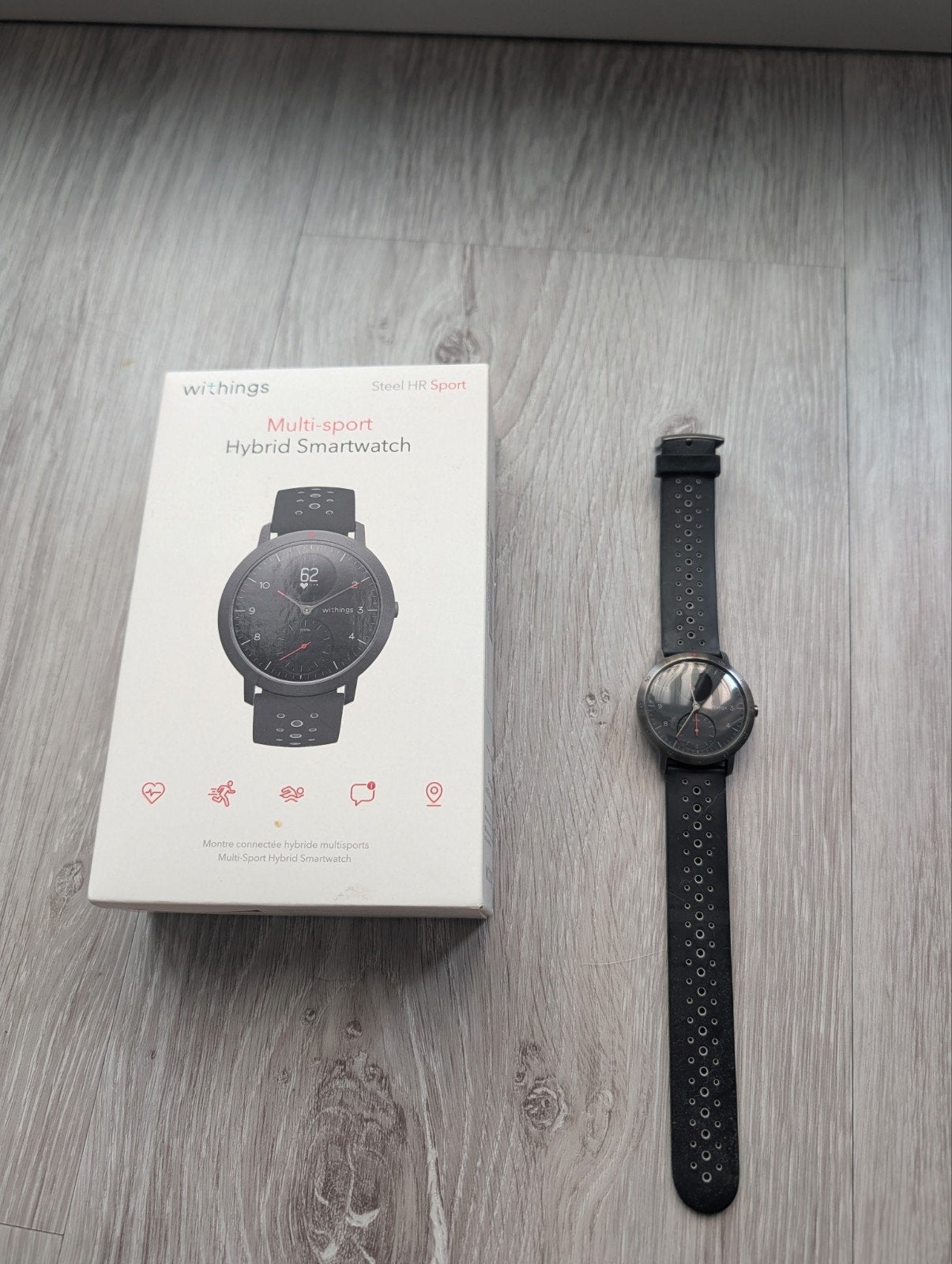 Withings Hybrid Steel HR Sport 40mm Zwart Smartwatch, Ophalen of Verzenden, Withings