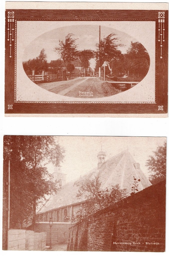 2 kaarten van Bleiswijk. Zuidzijde en de Hervormde Kerk., Verzamelen, Ophalen of Verzenden, Ongelopen, Zuid-Holland