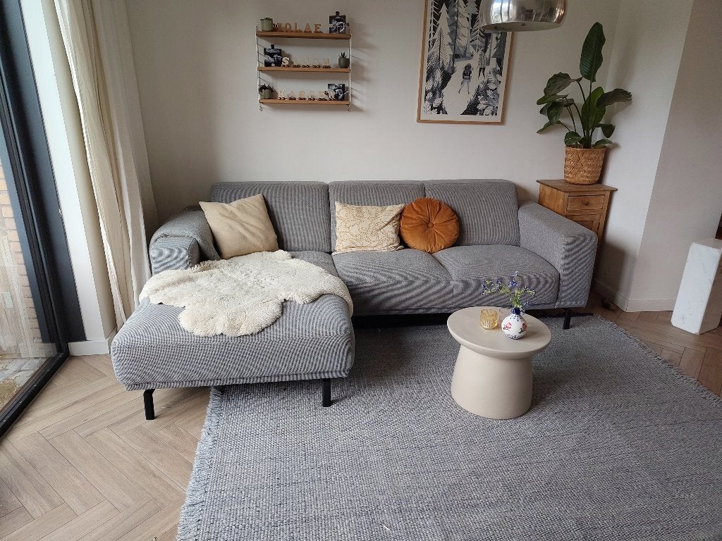 Bankstel Montel: 2 zits + chaise longue, Ophalen, Gebruikt, 100 tot 125 cm, Driepersoons