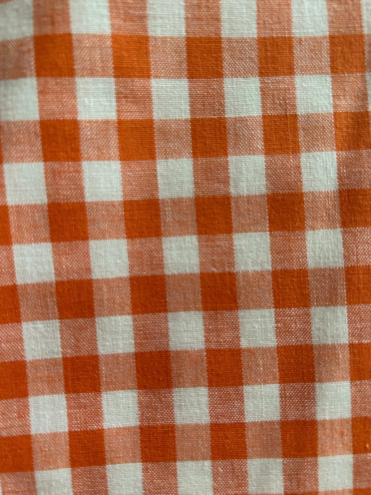 Oranje wit geruite katoenen stof - 140x40 cm, Hobby en Vrije tijd, Stoffen en Lappen, 120 cm of meer, Oranje, Ophalen of Verzenden