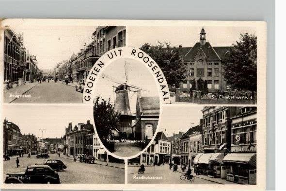 Roosendaal 5 afb. waarbij Molen Wouwse weg, Ophalen of Verzenden, 1940 tot 1960, Gelopen, Noord-Brabant