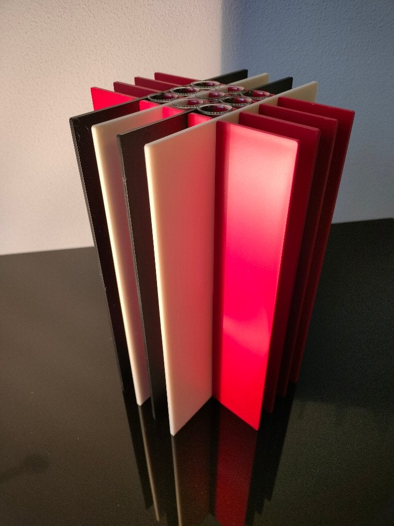 Rob van 't Riet Vaas Design Acryl Glas Rood Zwart Wit 1978, Meerkleurig, Vaas, Ophalen of Verzenden, 25 cm