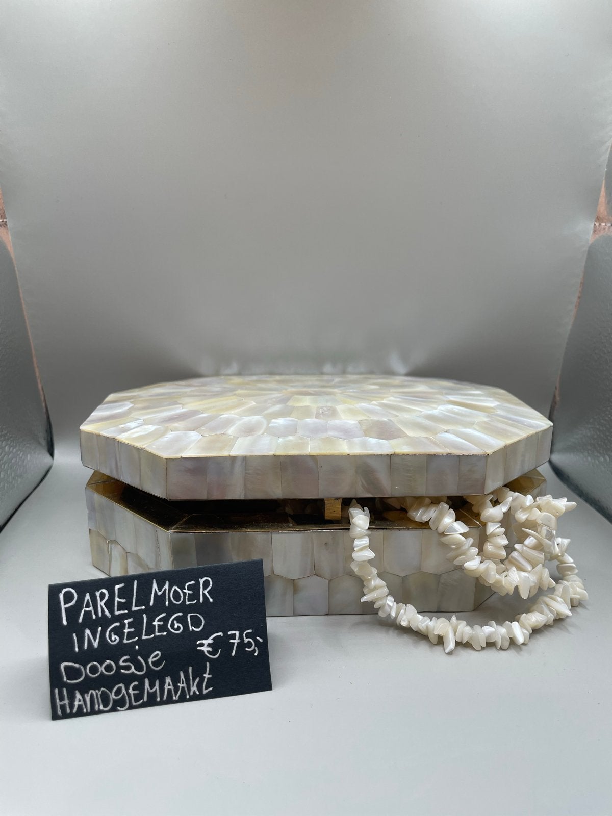 Handgemaakt Parelmoer Ingelego Doosje, Antiek en Kunst, Ophalen of Verzenden