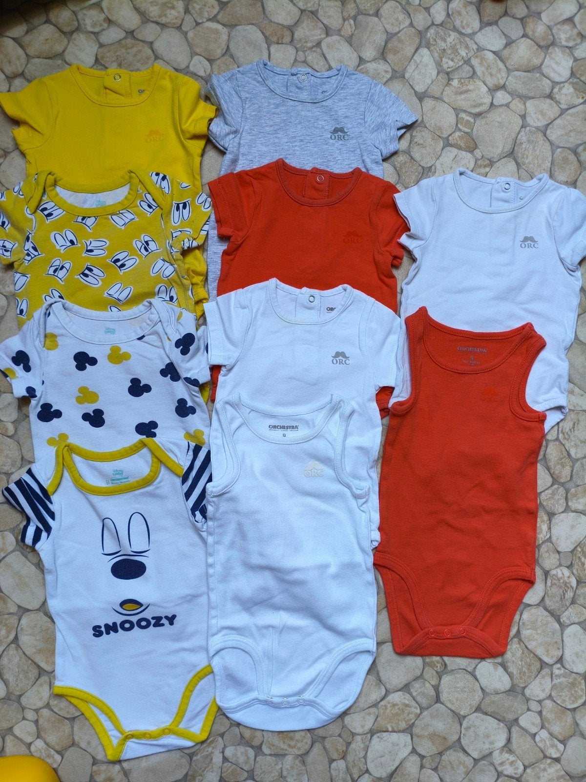10 rompers met korte mouw Orchestra 71 cm, Nacht- of Onderkleding, Gebruikt, Jongetje of Meisje, Ophalen of Verzenden