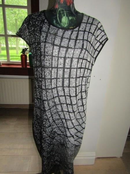 F664 Yest mt XL nieuw jurk zwart grijs gebreid imitatieleer, Kleding | Dames, Zwart, Maat 46/48 (XL) of groter, Nieuw, Ophalen of Verzenden