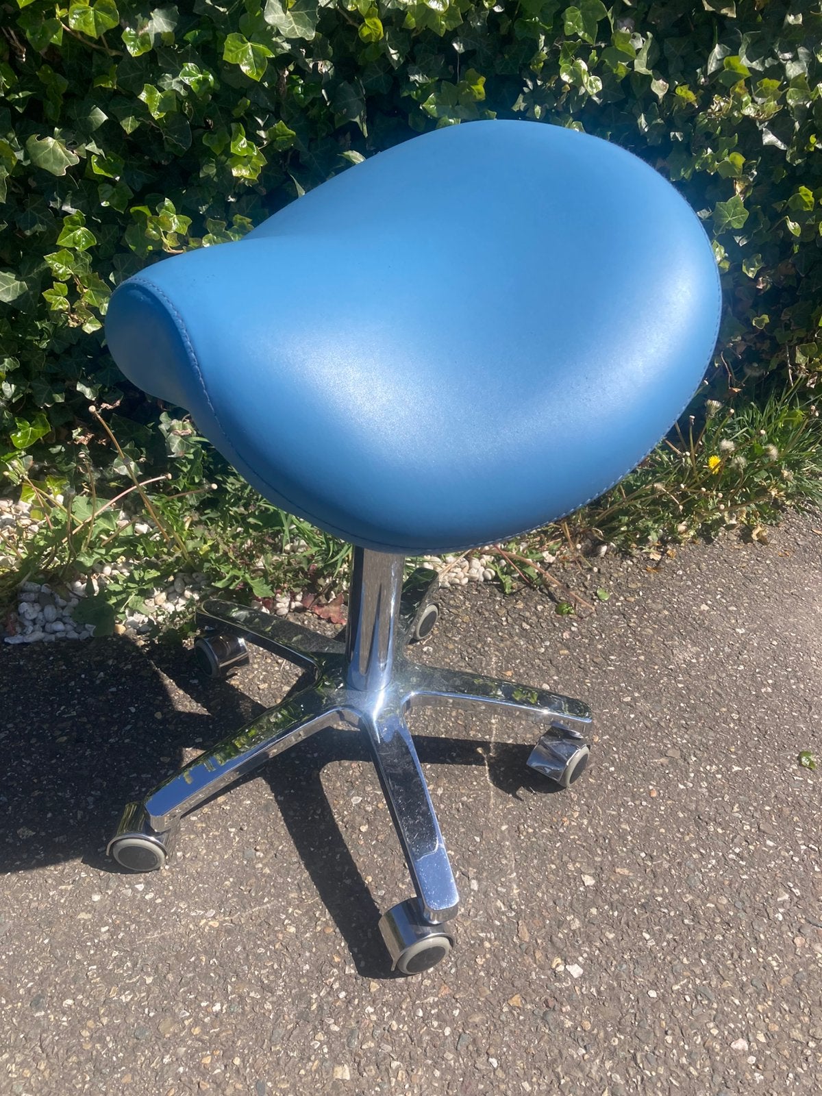 Handige zadelkrukje in hoogte verstelbaar blauw, Ophalen, Blauw