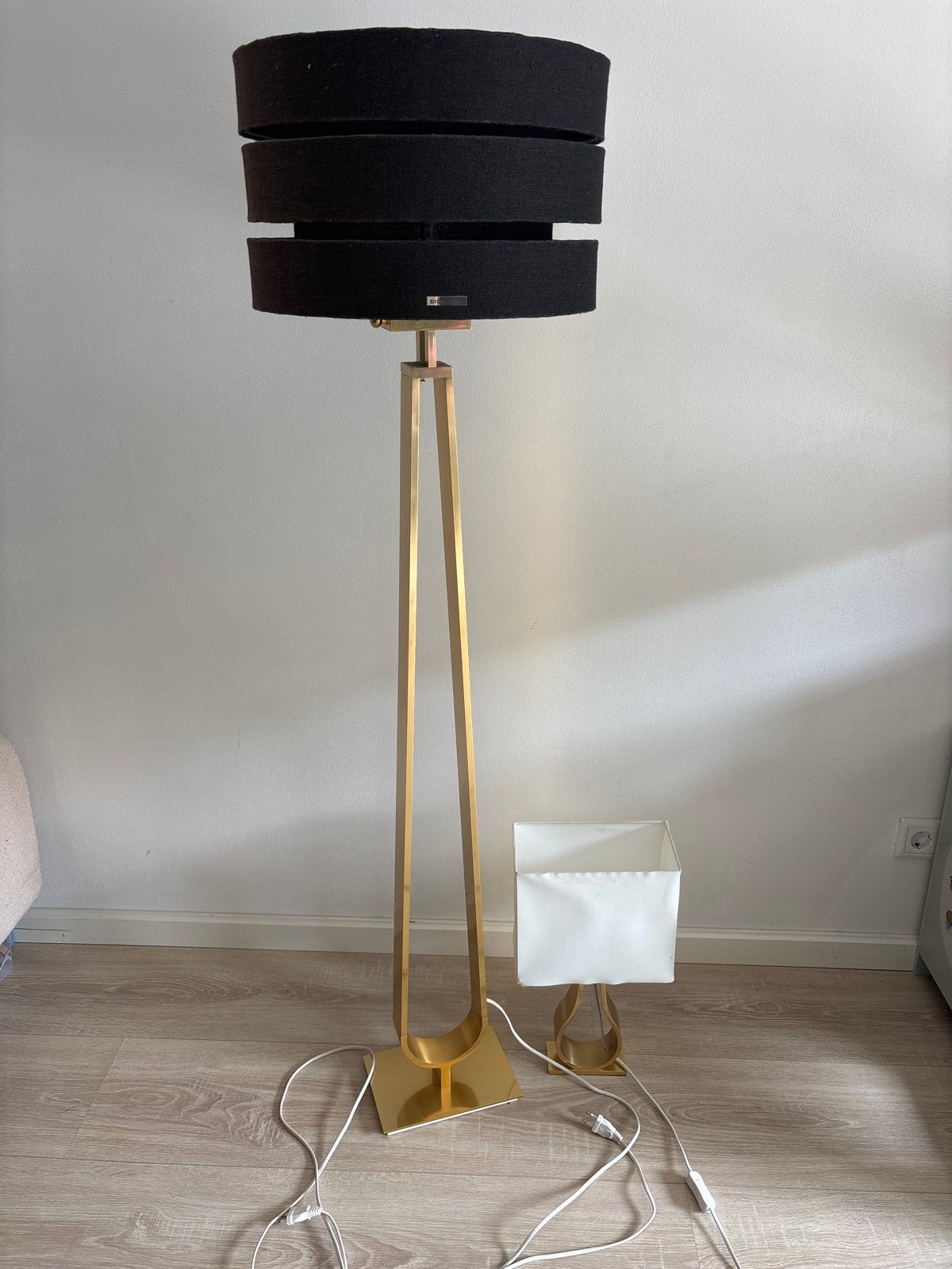 IKEA Klabb Vloerlamp en Tafellamp Set - Goudkleurig, Ophalen, Gebruikt, E27 (groot), Metaal