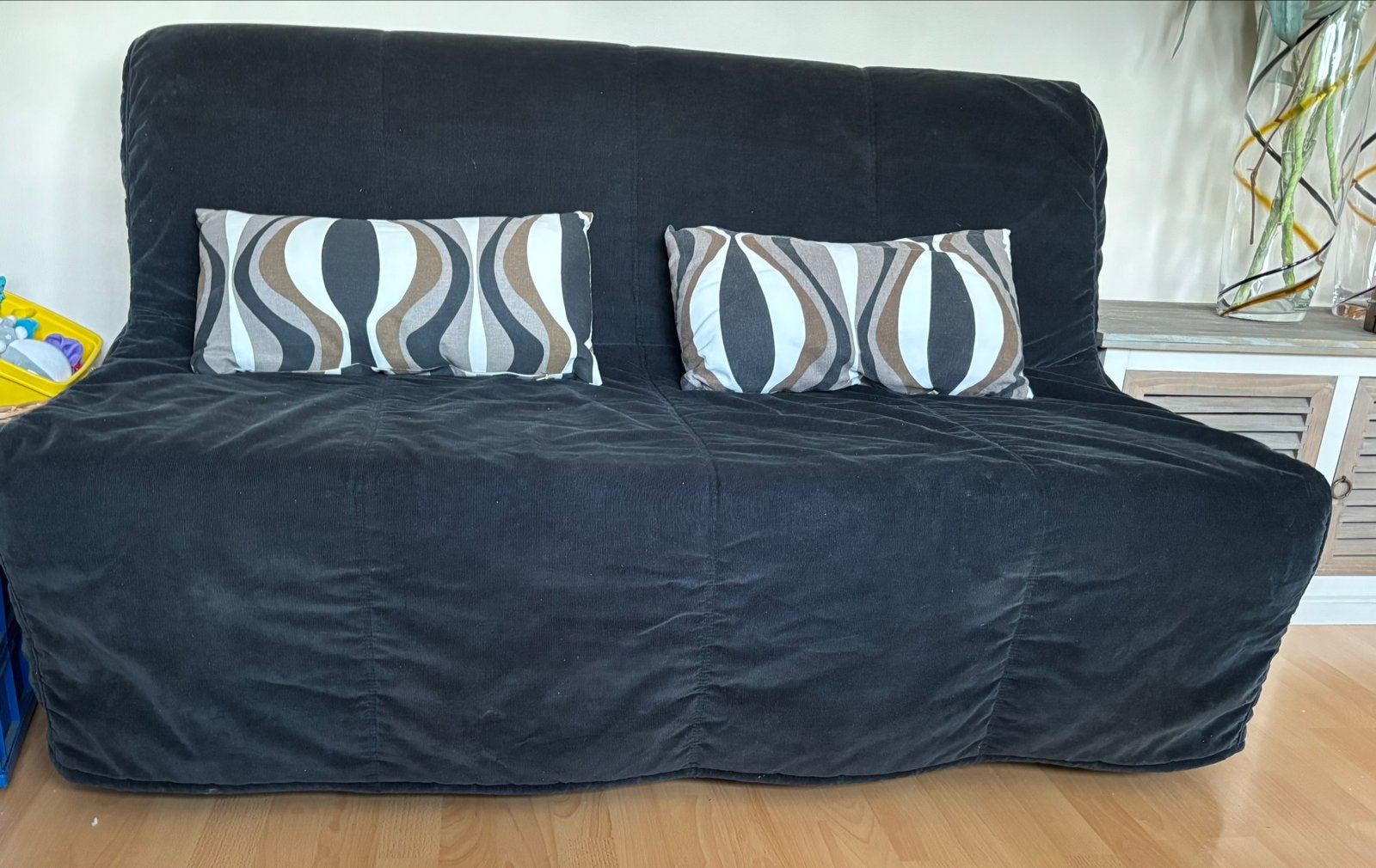 IKEA LYCKSELE LÖVÅS 2-zits slaapbank, Vansbro donkergrijs, Huis en Inrichting, Ophalen, Gebruikt, Tweepersoons, 140 cm