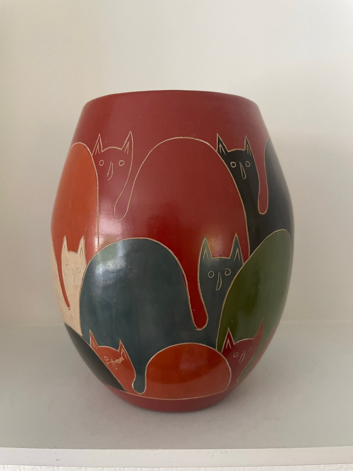 San Juan de Oriente keramische vaas Elias Boza ? Katten vaas, Antiek en Kunst, Ophalen of Verzenden
