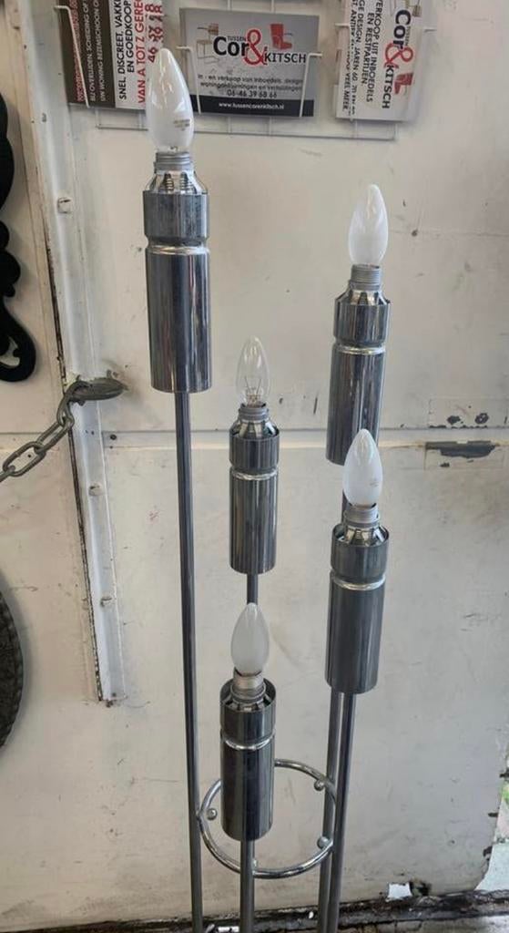Lamp Sölken Leuchten chromen space age vloerlamp jaren 70., Ophalen of Verzenden, Zo goed als nieuw