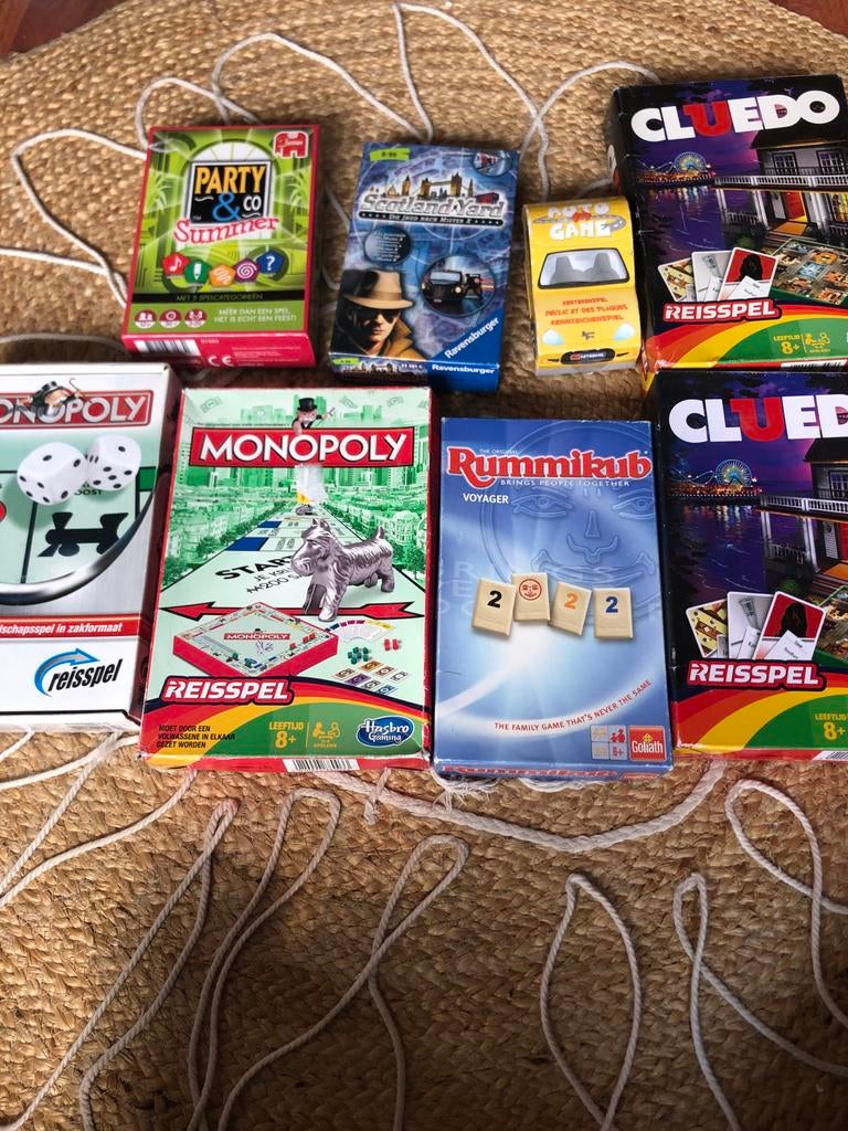 Diverse Reisspellen: Monopoly, Cluedo, Rummikub, Scotland Ya, Een of twee spelers, Ophalen of Verzenden, Zo goed als nieuw, Reisspel