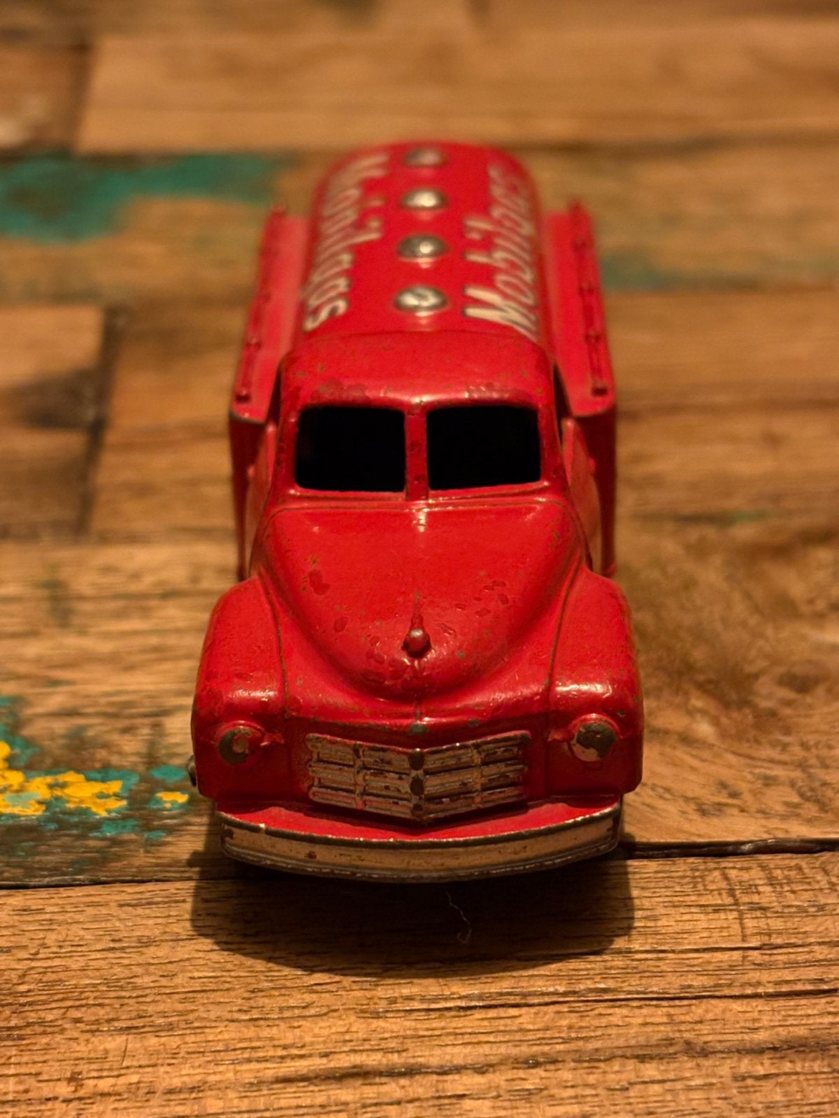 Dinky Toys 30p-G Mobilgas Tanker (1952-1953) – Origineel, Ophalen of Verzenden, Gebruikt, Bus of Vrachtwagen
