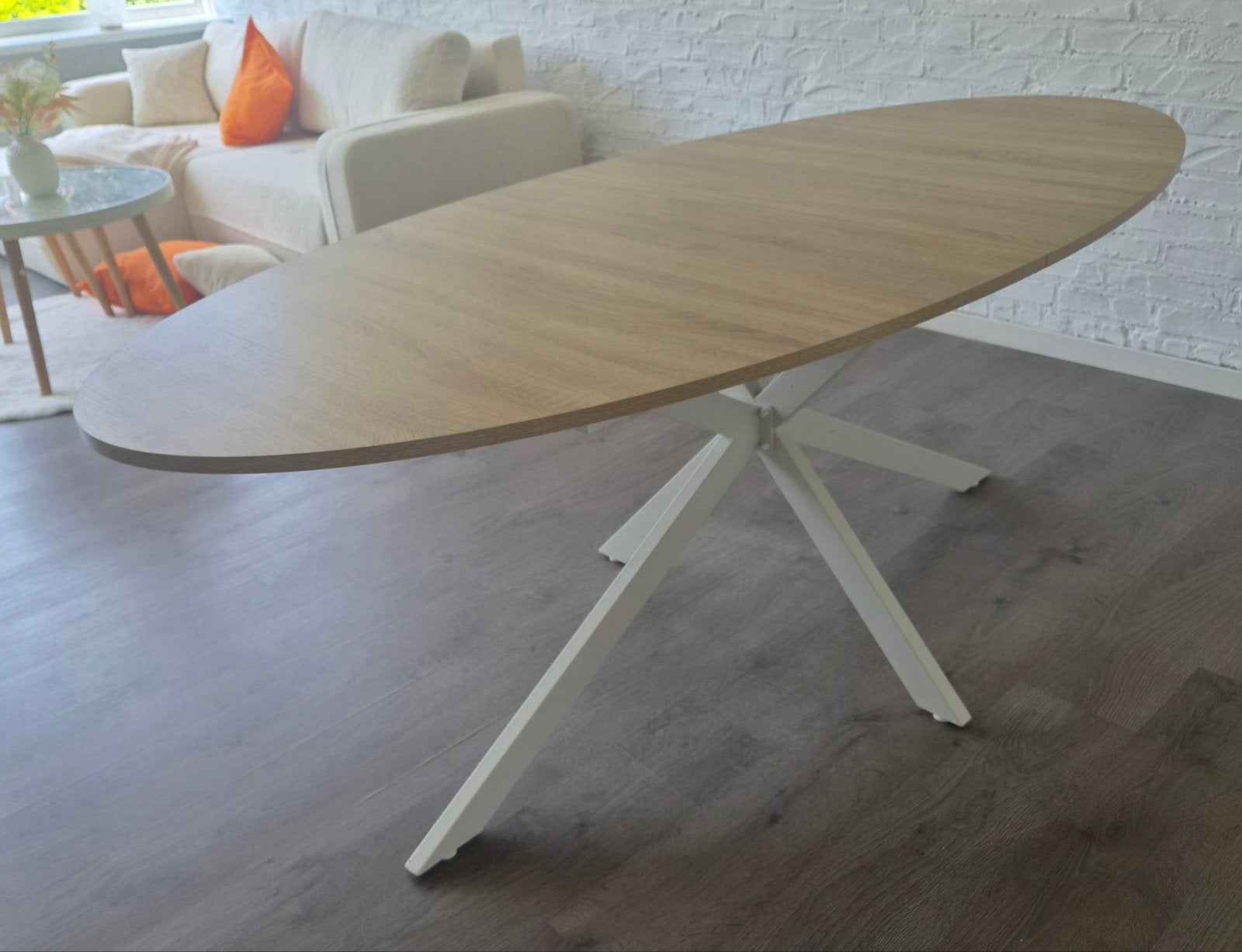 NIEUW ovale tafel met spinpoten, Ophalen, 100 tot 150 cm, Vijf personen of meer, Ovaal