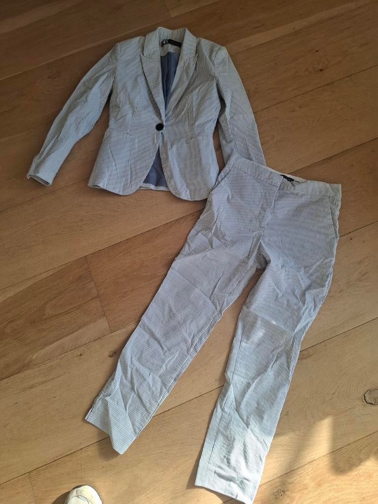 Zara gestreept pak - jasje en broek 36 S mantelpak, Kostuum of Pak, Blauw, Zara, Ophalen of Verzenden