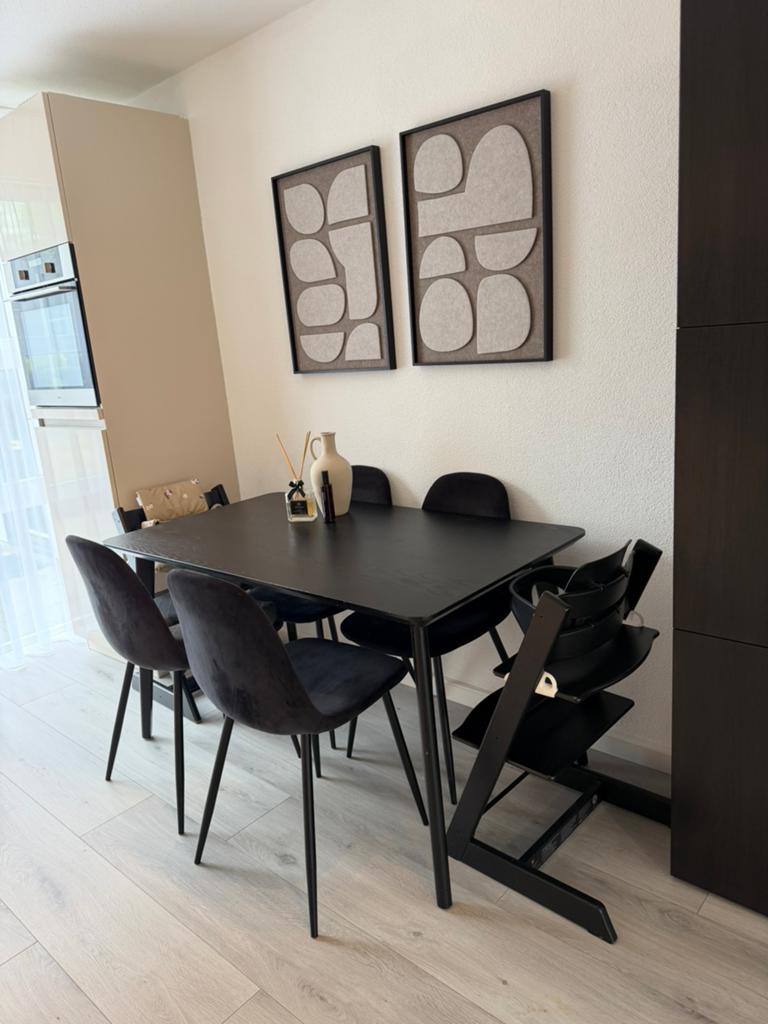 Zwarte eettafel, Ophalen, Gebruikt, 100 tot 150 cm, 50 tot 100 cm