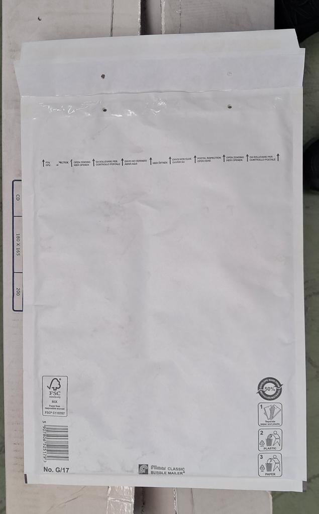 100x Bubbeltjesenveloppen G/17 - 230x340mm - Wit, Ophalen of Verzenden