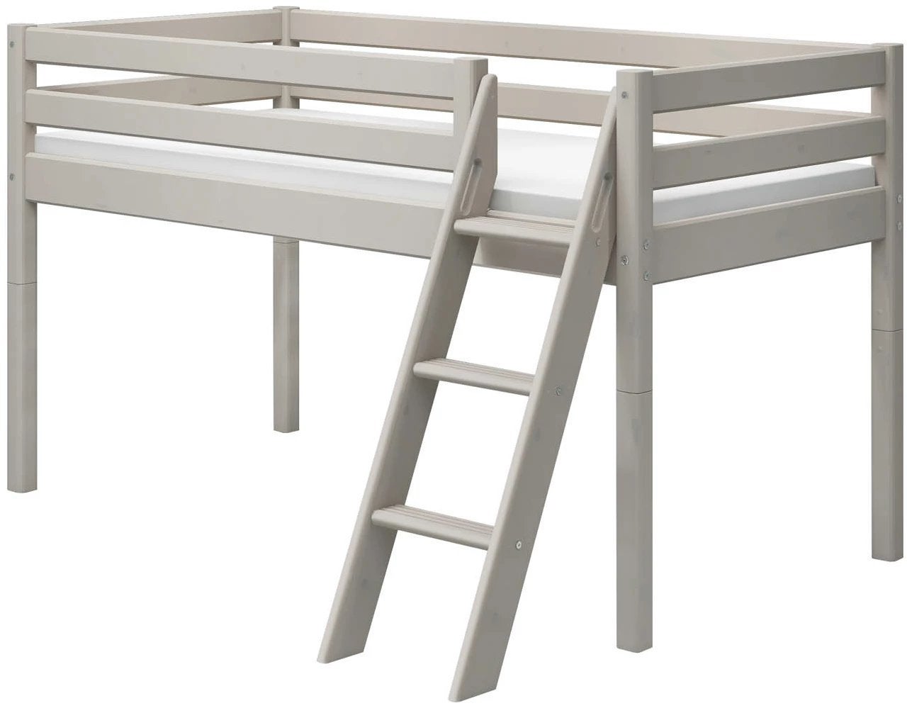 Flexa Classic Halfhoogslaper - Whitewash Grenen, Ophalen, Gebruikt, Eenpersoons, Minder dan 160 cm