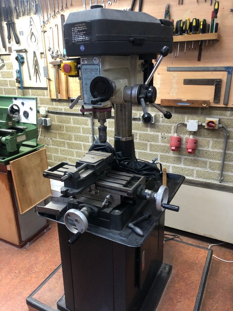 Kolomboor OPTI F20 met freesbank, Doe-het-zelf en Verbouw, Gereedschap | Boormachines, Ophalen, Gebruikt, Kolomboormachine