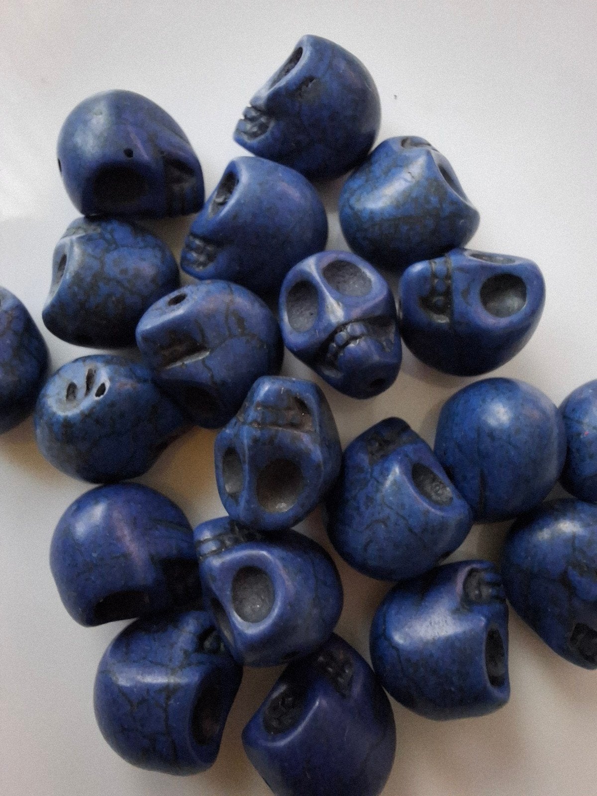 20 stuks howliet doodskop kralen blauw donkerblauw, Kraal, -, -, Nieuw