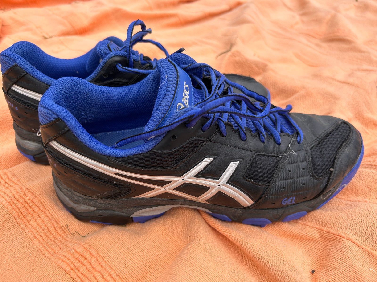 ASICS GEL Sportschoenen Maat 40.5 Zwart/Blauw, Ophalen, Gedragen, Zwart, Sportschoenen
